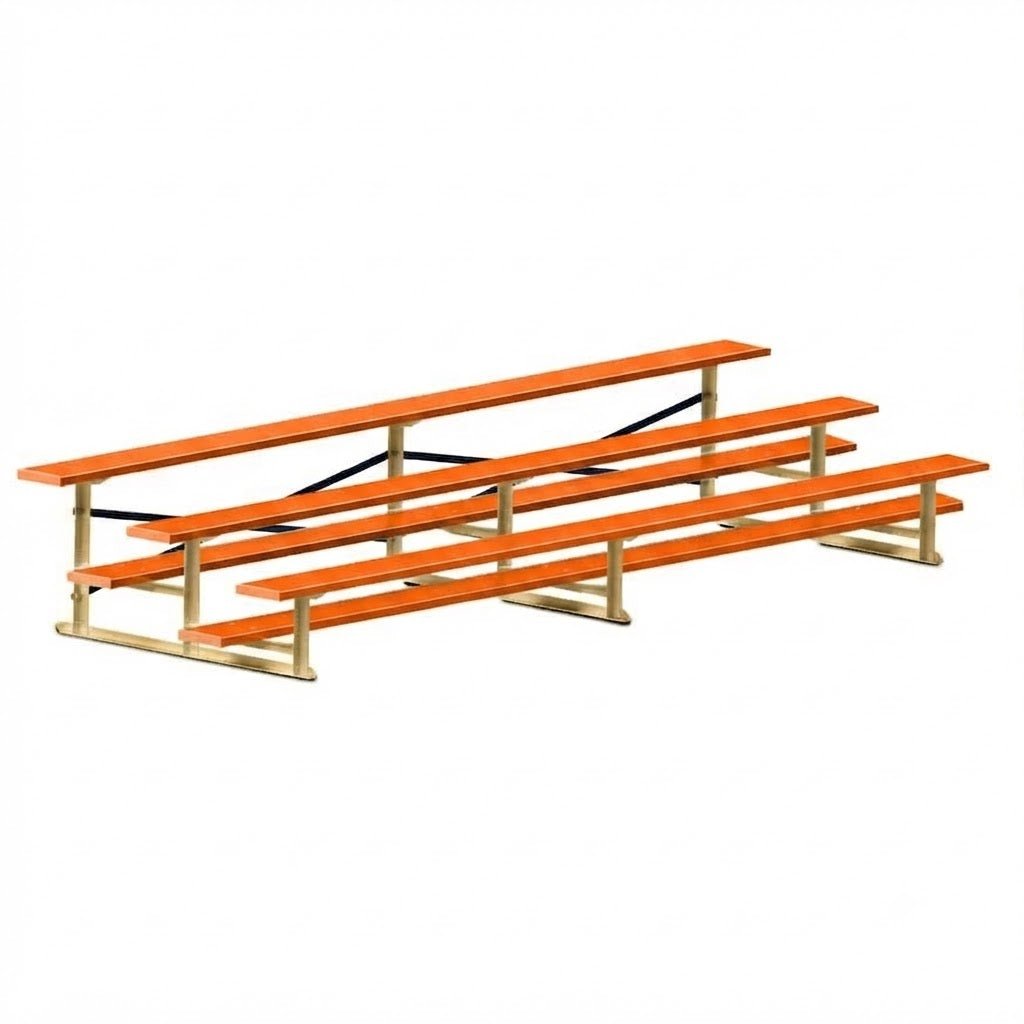 Jaypro Sports Bleacher - 3 Row - Single Foot Plank, All Aluminum Bleachers, Powder Coated - 15' L (BLCH-3ALPC) - SchoolOutlet