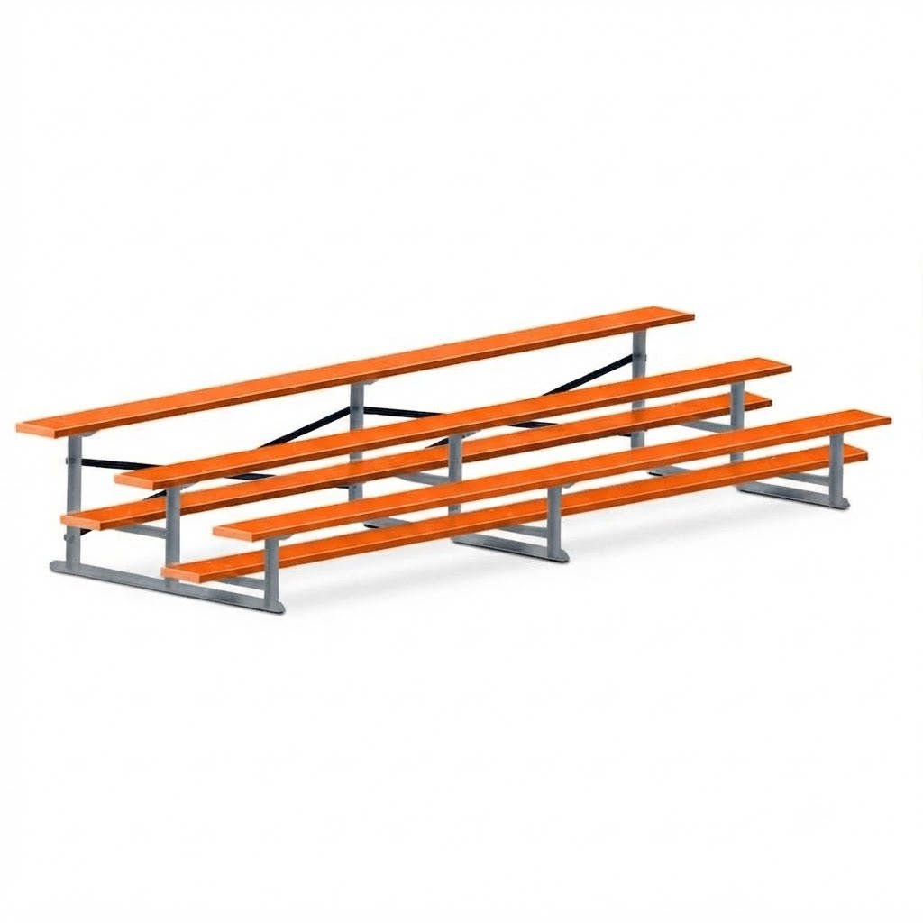 Jaypro Sports Bleacher - 3 Row - Single Foot Plank, All Aluminum Bleachers, Powder Coated - 15' L (BLCH-3ALPC) - SchoolOutlet
