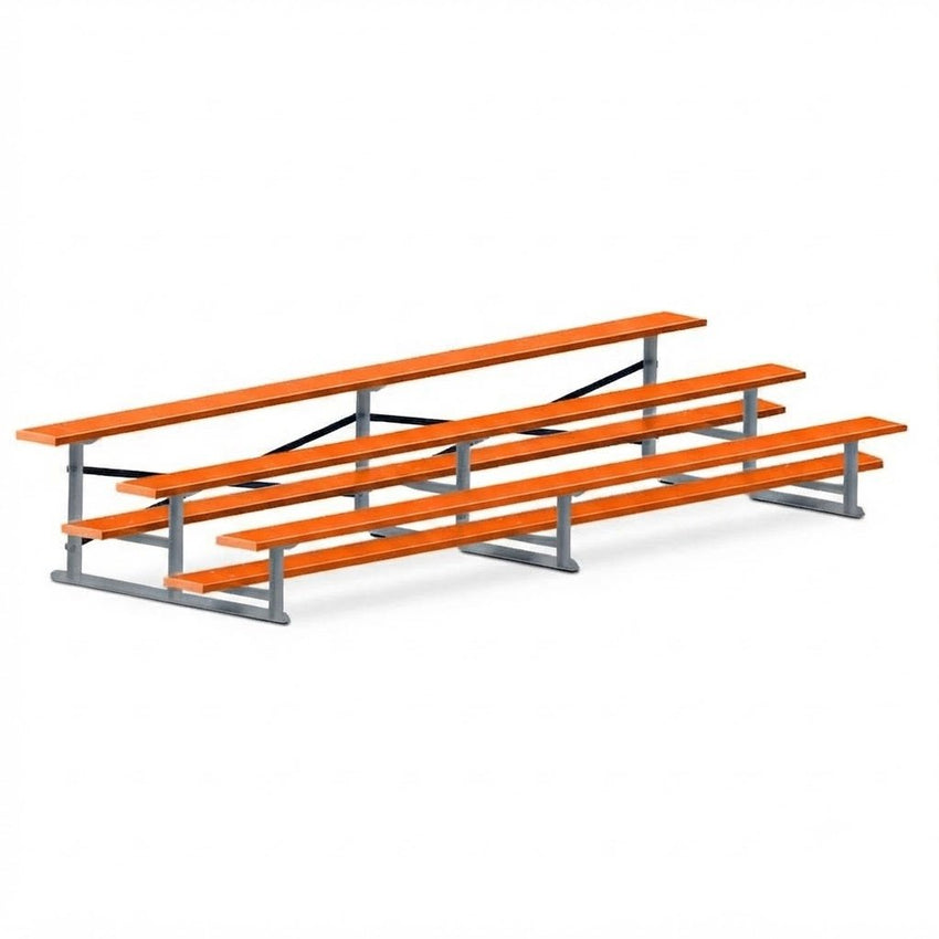 Jaypro Sports Bleacher - 3 Row - Single Foot Plank, All Aluminum Bleachers, Powder Coated - 15' L (BLCH-3ALPC) - SchoolOutlet