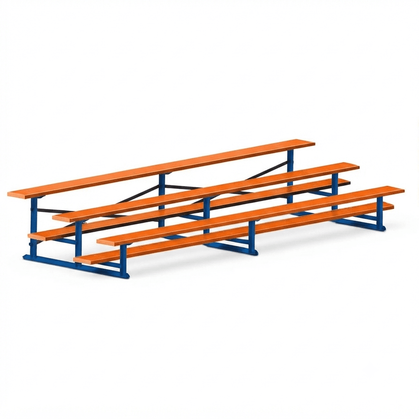 Jaypro Sports Bleacher - 3 Row - Single Foot Plank, All Aluminum Bleachers, Powder Coated - 15' L (BLCH-3ALPC) - SchoolOutlet
