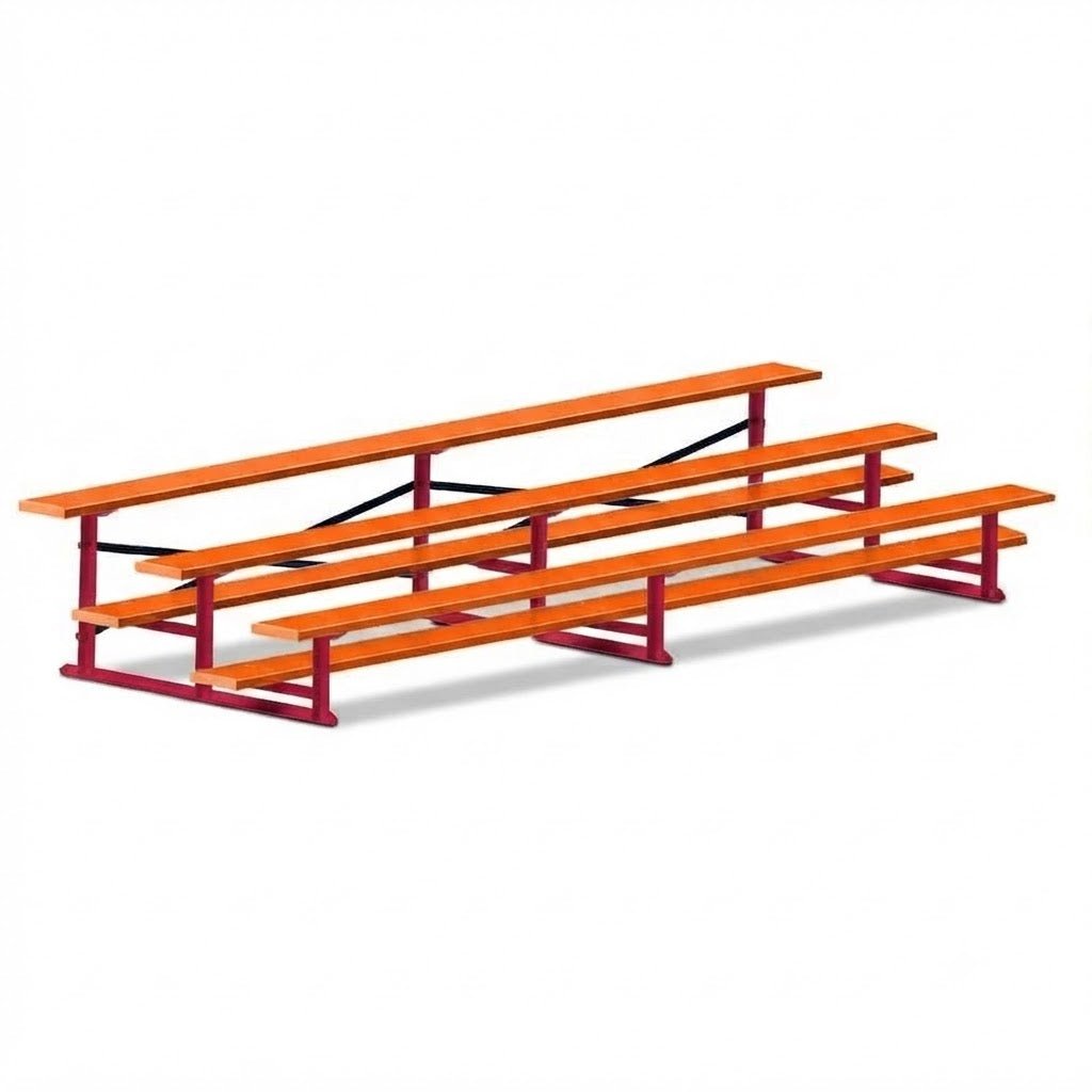 Jaypro Sports Bleacher - 3 Row - Single Foot Plank, All Aluminum Bleachers, Powder Coated - 15' L (BLCH-3ALPC) - SchoolOutlet
