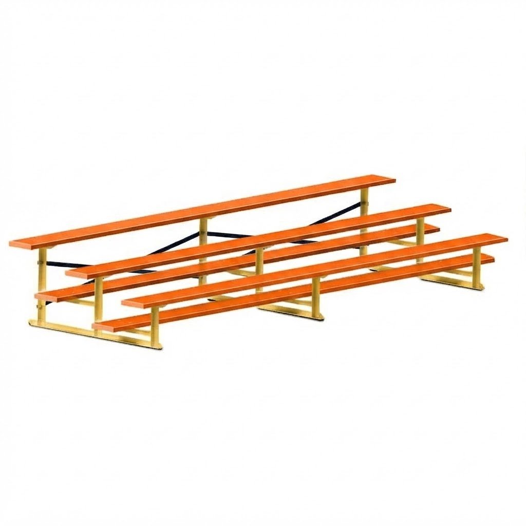 Jaypro Sports Bleacher - 3 Row - Single Foot Plank, All Aluminum Bleachers, Powder Coated - 15' L (BLCH-3ALPC) - SchoolOutlet