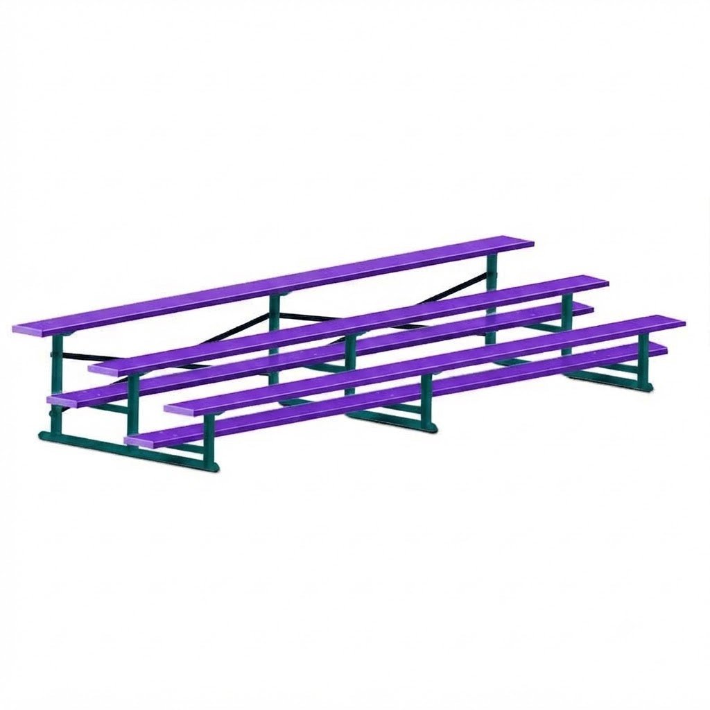 Jaypro Sports Bleacher - 3 Row - Single Foot Plank, All Aluminum Bleachers, Powder Coated - 15' L (BLCH-3ALPC) - SchoolOutlet
