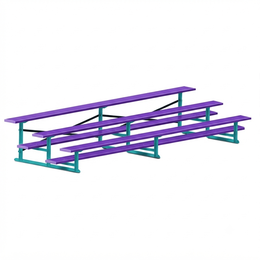 Jaypro Sports Bleacher - 3 Row - Single Foot Plank, All Aluminum Bleachers, Powder Coated - 15' L (BLCH-3ALPC) - SchoolOutlet