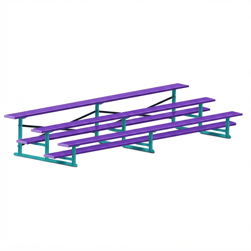 Jaypro Sports Bleacher - 3 Row - Single Foot Plank, All Aluminum Bleachers, Powder Coated - 15' L (BLCH-3ALPC) - SchoolOutlet