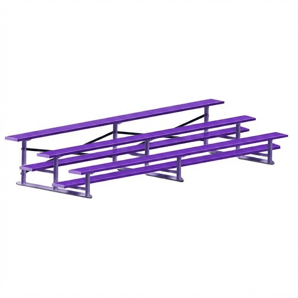 Jaypro Sports Bleacher - 3 Row - Single Foot Plank, All Aluminum Bleachers, Powder Coated - 15' L (BLCH-3ALPC) - SchoolOutlet