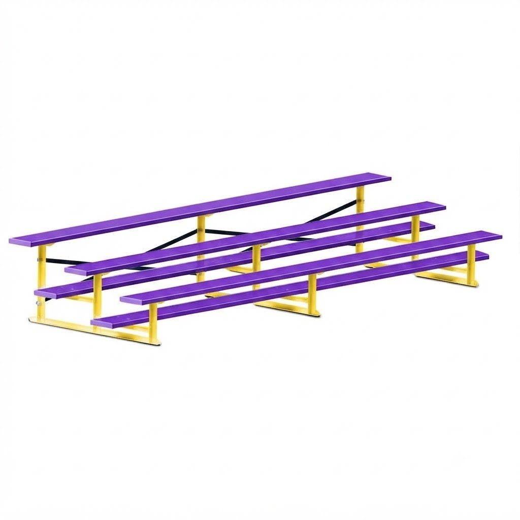 Jaypro Sports Bleacher - 3 Row - Single Foot Plank, All Aluminum Bleachers, Powder Coated - 15' L (BLCH-3ALPC) - SchoolOutlet