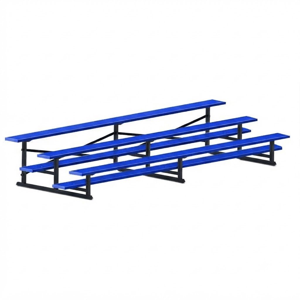 Jaypro Sports Bleacher - 3 Row - Single Foot Plank, All Aluminum Bleachers, Powder Coated - 15' L (BLCH-3ALPC) - SchoolOutlet