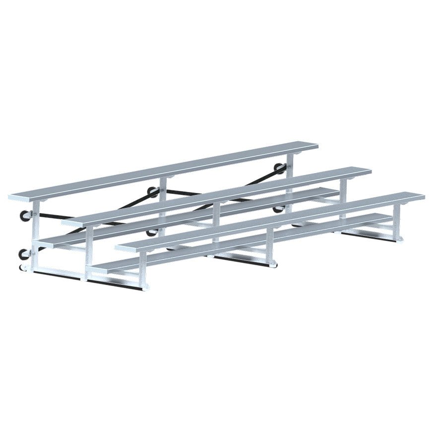 Jaypro Sports Bleacher - 3 Row - Tip & Roll, Single Foot Plank - 15' L (BLCH - 3TRG) - SchoolOutlet