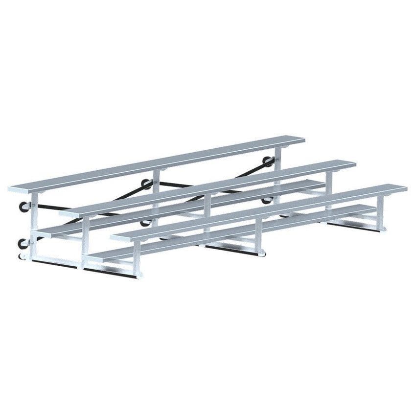 Jaypro Sports Bleacher - 3 Row - Tip & Roll, Single Foot Plank - 15' L (BLCH - 3TRG) - SchoolOutlet