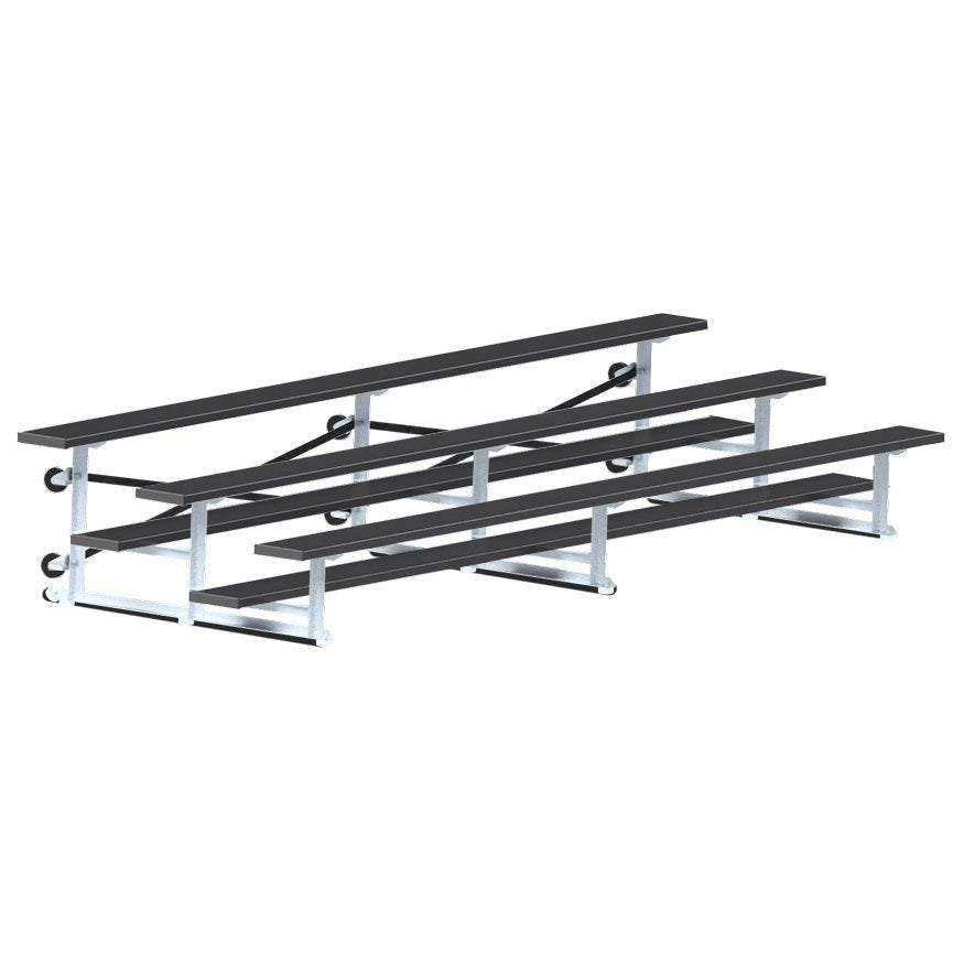 Jaypro Sports Bleacher - 3 Row - Tip & Roll, Single Foot Plank, Powder Coated - 15' L (BLCH - 3TRGPC) - SchoolOutlet