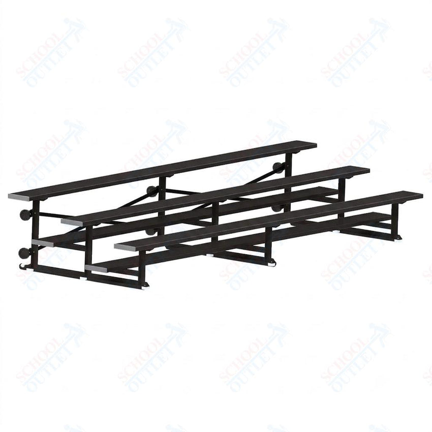 Jaypro Sports Bleacher - 3 Row - Tip & Roll, Single Foot Plank, Powder Coated - 15' L (BLCH-3TRGPC) - SchoolOutlet