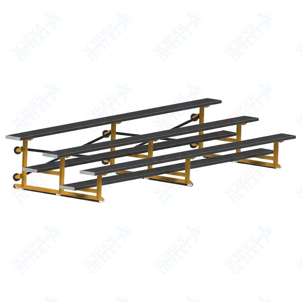 Jaypro Sports Bleacher - 3 Row - Tip & Roll, Single Foot Plank, Powder Coated - 15' L (BLCH-3TRGPC) - SchoolOutlet