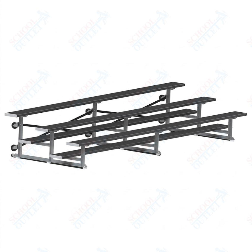 Jaypro Sports Bleacher - 3 Row - Tip & Roll, Single Foot Plank, Powder Coated - 15' L (BLCH-3TRGPC) - SchoolOutlet