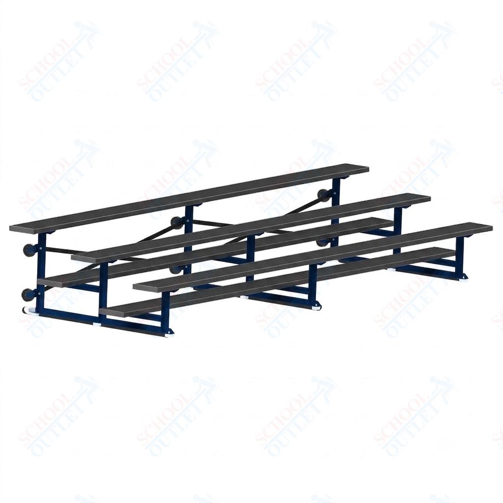 Jaypro Sports Bleacher - 3 Row - Tip & Roll, Single Foot Plank, Powder Coated - 15' L (BLCH-3TRGPC) - SchoolOutlet