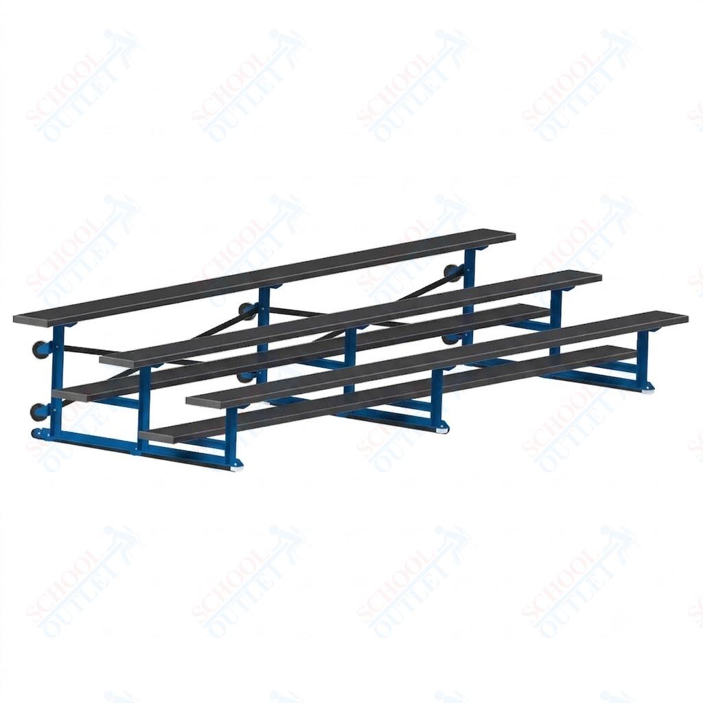 Jaypro Sports Bleacher - 3 Row - Tip & Roll, Single Foot Plank, Powder Coated - 15' L (BLCH-3TRGPC) - SchoolOutlet
