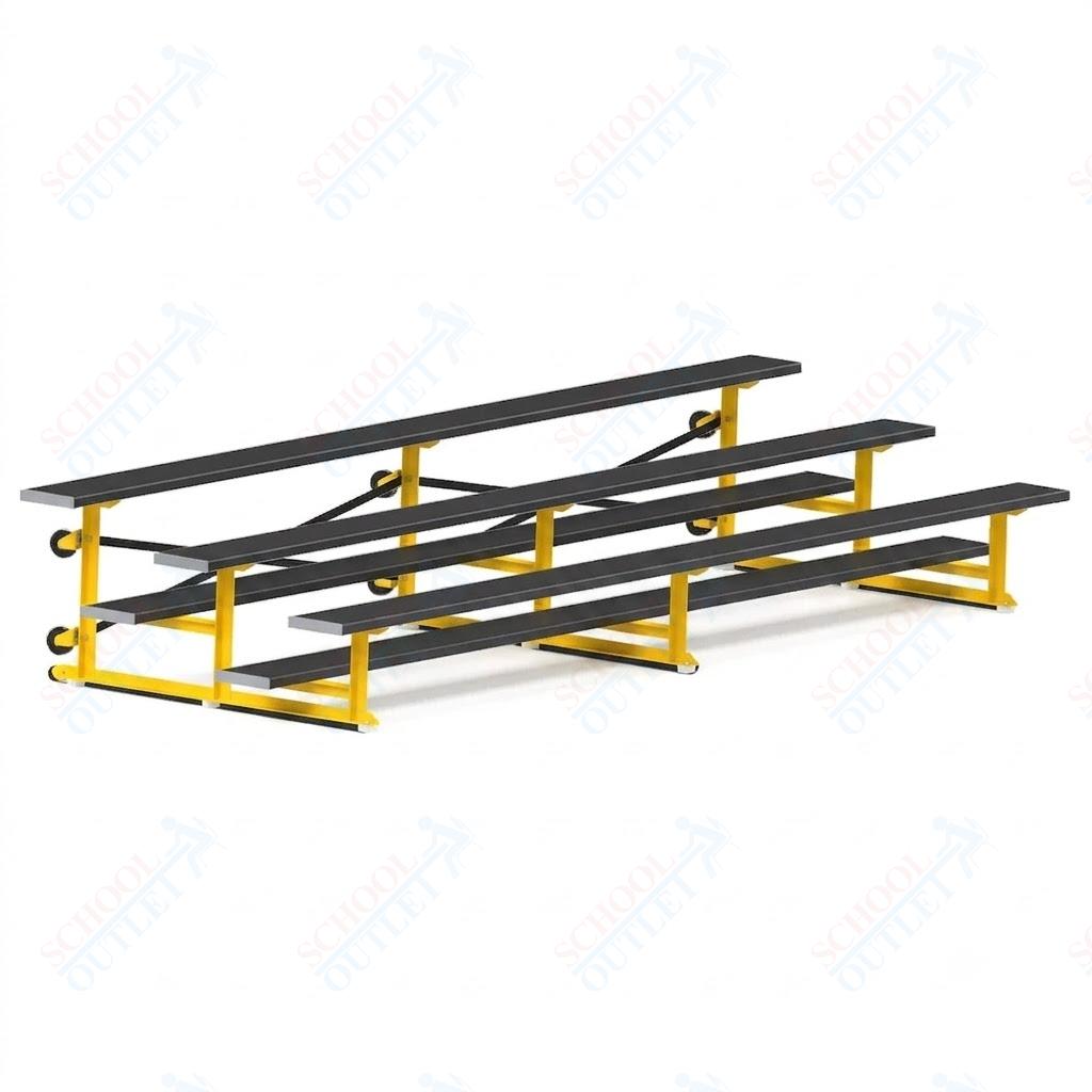 Jaypro Sports Bleacher - 3 Row - Tip & Roll, Single Foot Plank, Powder Coated - 15' L (BLCH-3TRGPC) - SchoolOutlet