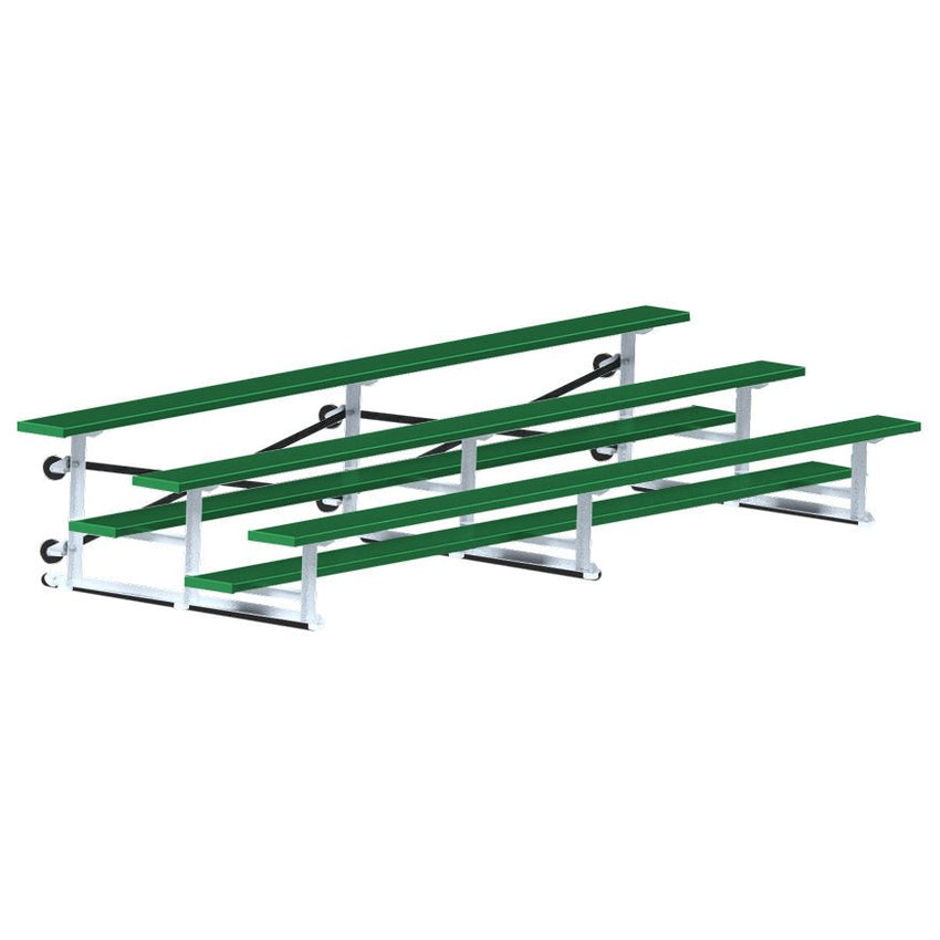 Jaypro Sports Bleacher - 3 Row - Tip & Roll, Single Foot Plank, Powder Coated - 15' L (BLCH - 3TRGPC) - SchoolOutlet