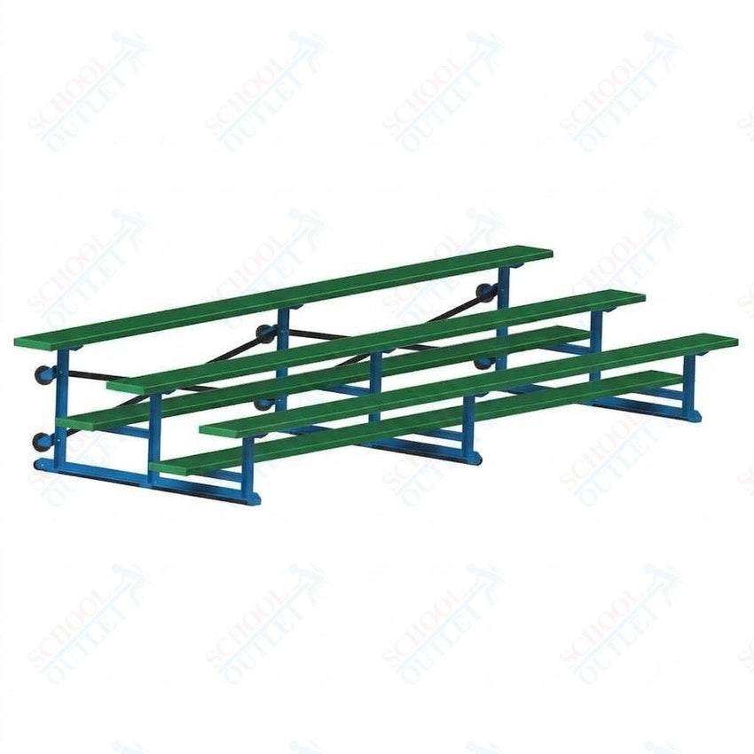 Jaypro Sports Bleacher - 3 Row - Tip & Roll, Single Foot Plank, Powder Coated - 15' L (BLCH-3TRGPC) - SchoolOutlet