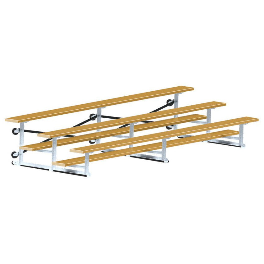 Jaypro Sports Bleacher - 3 Row - Tip & Roll, Single Foot Plank, Powder Coated - 15' L (BLCH - 3TRGPC) - SchoolOutlet