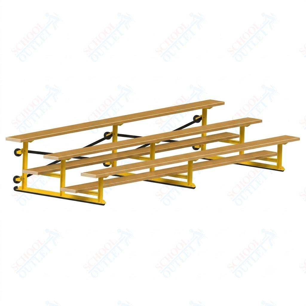 Jaypro Sports Bleacher - 3 Row - Tip & Roll, Single Foot Plank, Powder Coated - 15' L (BLCH-3TRGPC) - SchoolOutlet