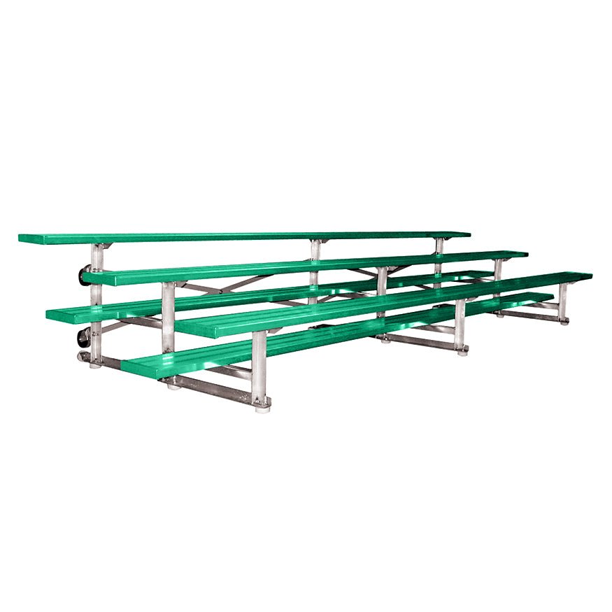 Jaypro Sports Bleacher - 3 Row - Tip & Roll, Single Foot Plank, Powder Coated - 15' L (BLCH - 3TRGPC) - SchoolOutlet