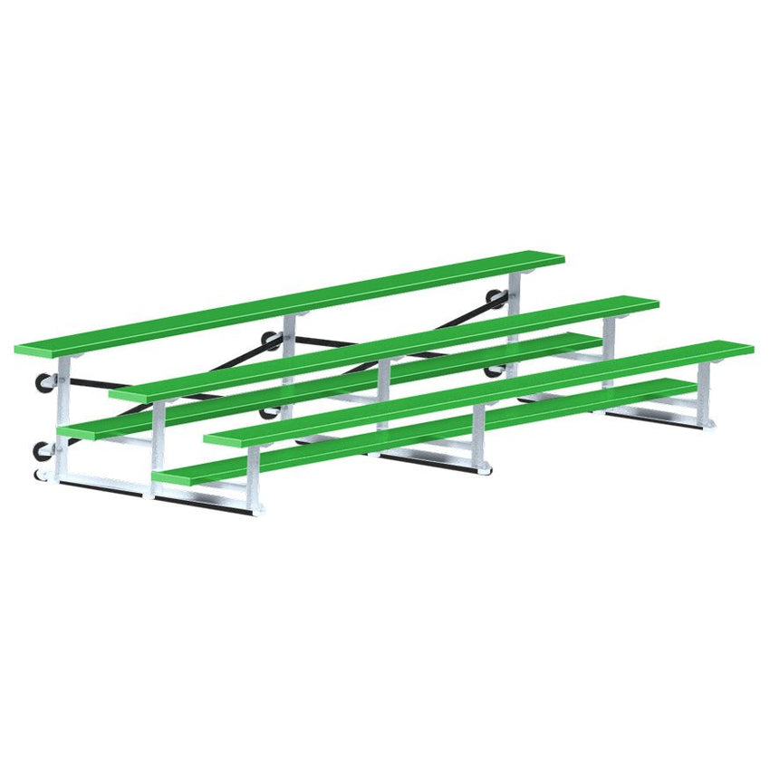 Jaypro Sports Bleacher - 3 Row - Tip & Roll, Single Foot Plank, Powder Coated - 15' L (BLCH - 3TRGPC) - SchoolOutlet