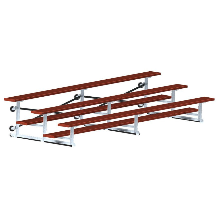 Jaypro Sports Bleacher - 3 Row - Tip & Roll, Single Foot Plank, Powder Coated - 15' L (BLCH - 3TRGPC) - SchoolOutlet