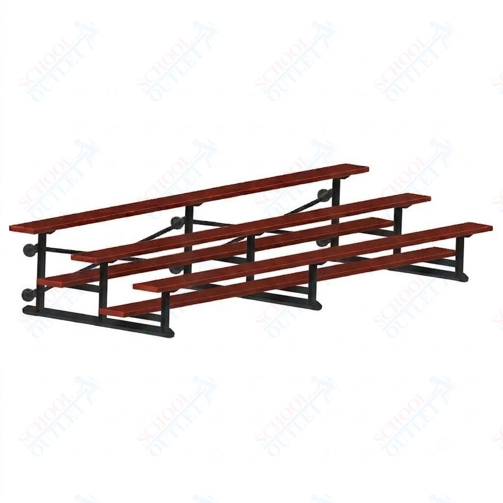 Jaypro Sports Bleacher - 3 Row - Tip & Roll, Single Foot Plank, Powder Coated - 15' L (BLCH-3TRGPC) - SchoolOutlet