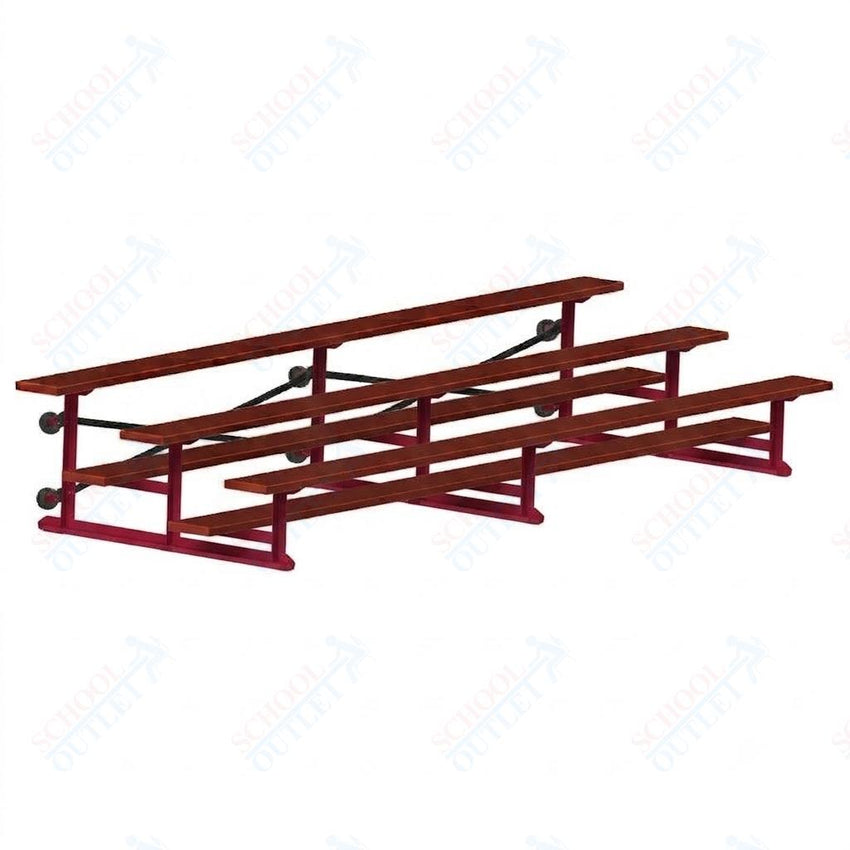 Jaypro Sports Bleacher - 3 Row - Tip & Roll, Single Foot Plank, Powder Coated - 15' L (BLCH-3TRGPC) - SchoolOutlet