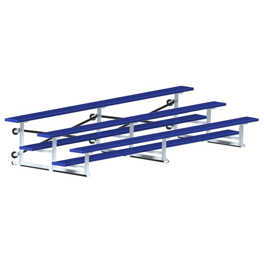 Jaypro Sports Bleacher - 3 Row - Tip & Roll, Single Foot Plank, Powder Coated - 15' L (BLCH - 3TRGPC) - SchoolOutlet