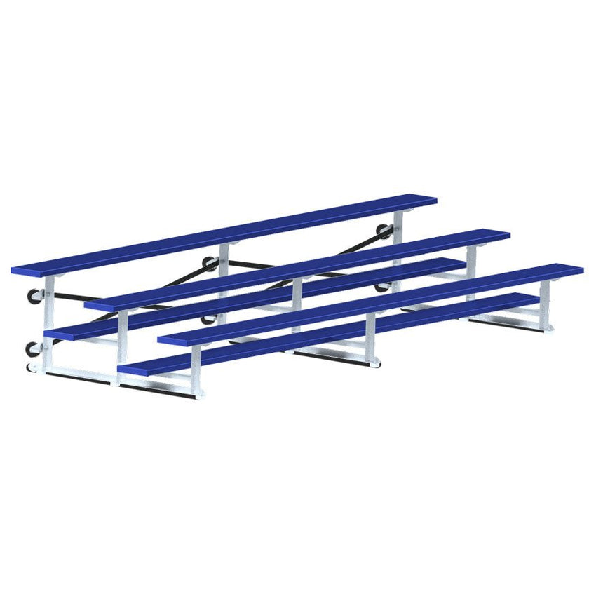 Jaypro Sports Bleacher - 3 Row - Tip & Roll, Single Foot Plank, Powder Coated - 15' L (BLCH - 3TRGPC) - SchoolOutlet