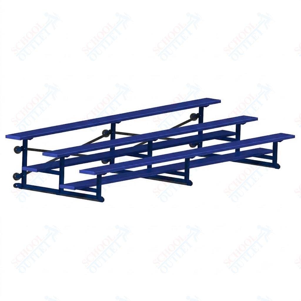 Jaypro Sports Bleacher - 3 Row - Tip & Roll, Single Foot Plank, Powder Coated - 15' L (BLCH-3TRGPC) - SchoolOutlet