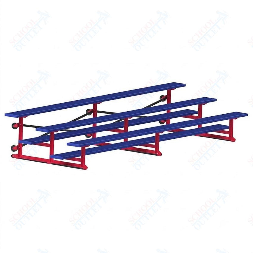 Jaypro Sports Bleacher - 3 Row - Tip & Roll, Single Foot Plank, Powder Coated - 15' L (BLCH-3TRGPC) - SchoolOutlet
