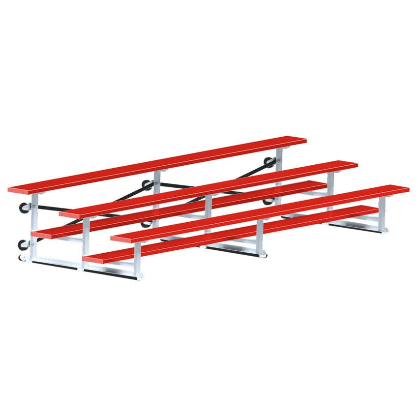 Jaypro Sports Bleacher - 3 Row - Tip & Roll, Single Foot Plank, Powder Coated - 15' L (BLCH - 3TRGPC) - SchoolOutlet