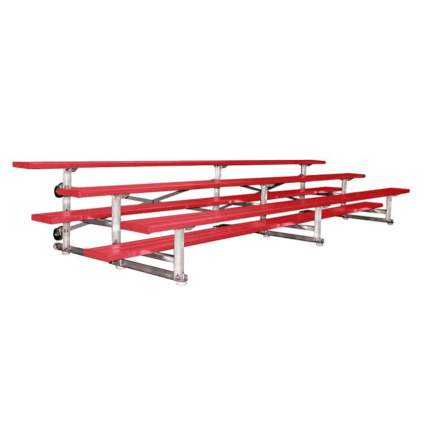 Jaypro Sports Bleacher - 3 Row - Tip & Roll, Single Foot Plank, Powder Coated - 15' L (BLCH - 3TRGPC) - SchoolOutlet