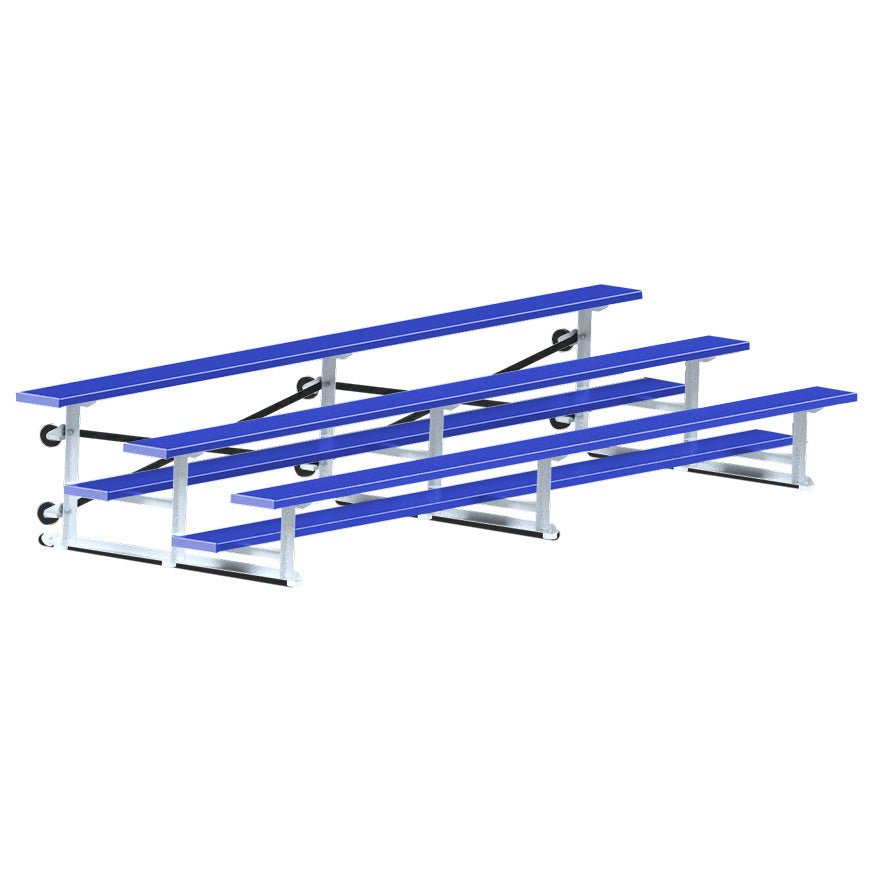 Jaypro Sports Bleacher - 3 Row - Tip & Roll, Single Foot Plank, Powder Coated - 15' L (BLCH - 3TRGPC) - SchoolOutlet