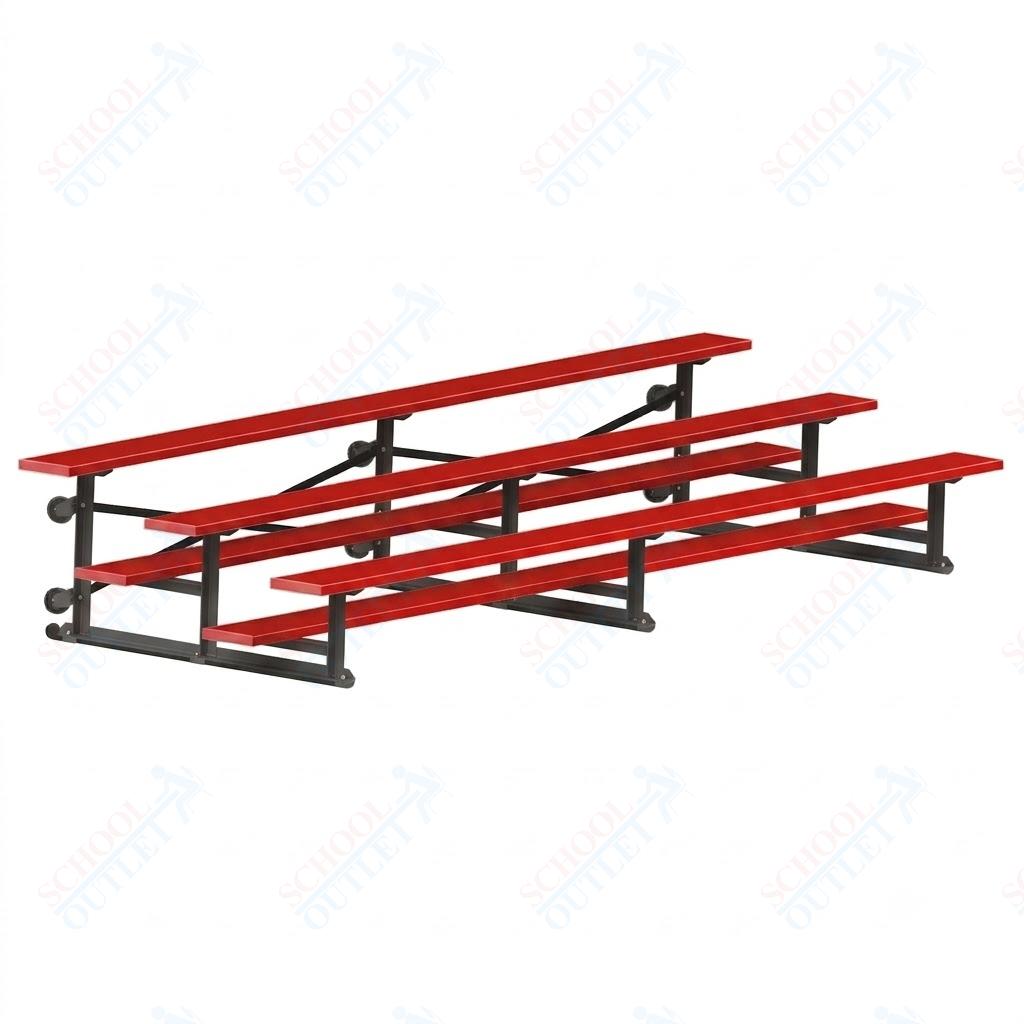 Jaypro Sports Bleacher - 3 Row - Tip & Roll, Single Foot Plank, Powder Coated - 15' L (BLCH-3TRGPC) - SchoolOutlet