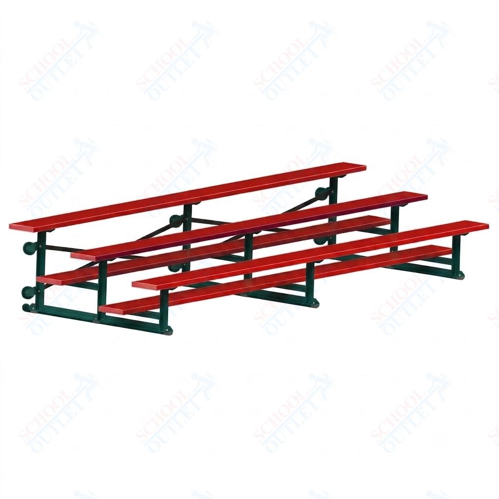 Jaypro Sports Bleacher - 3 Row - Tip & Roll, Single Foot Plank, Powder Coated - 15' L (BLCH-3TRGPC) - SchoolOutlet