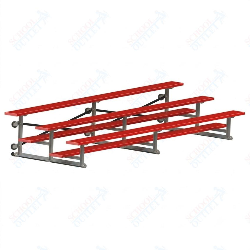 Jaypro Sports Bleacher - 3 Row - Tip & Roll, Single Foot Plank, Powder Coated - 15' L (BLCH-3TRGPC) - SchoolOutlet