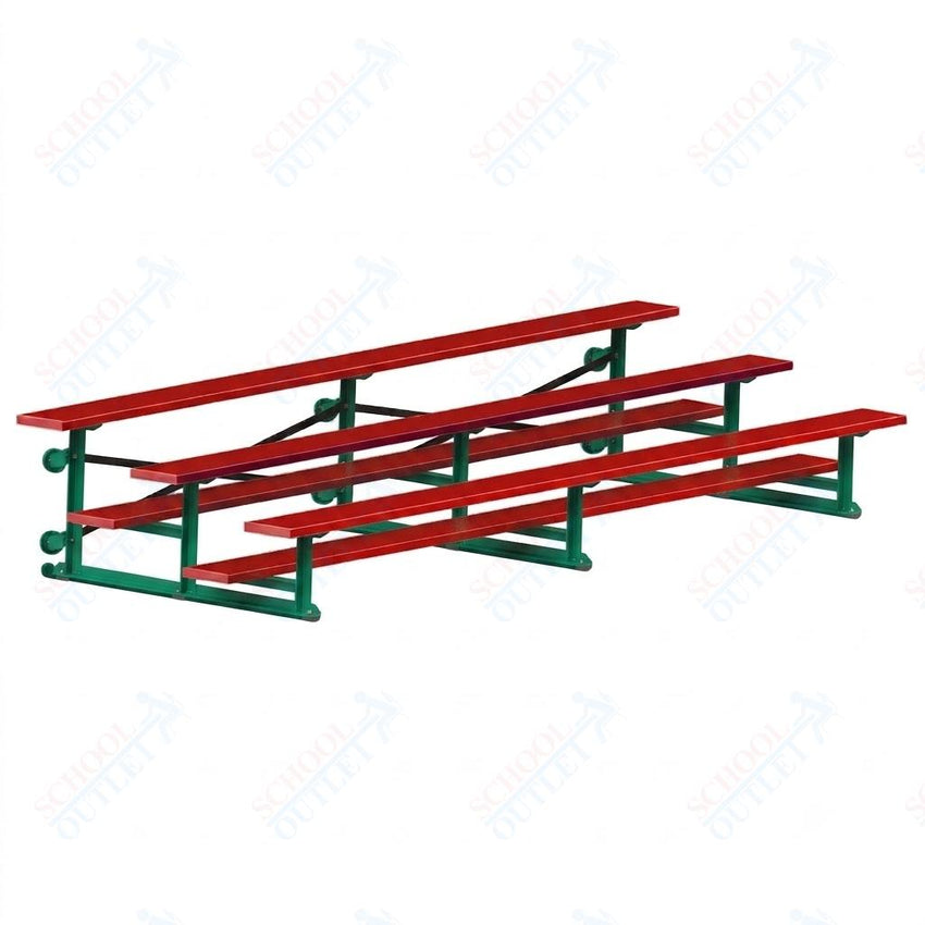 Jaypro Sports Bleacher - 3 Row - Tip & Roll, Single Foot Plank, Powder Coated - 15' L (BLCH-3TRGPC) - SchoolOutlet
