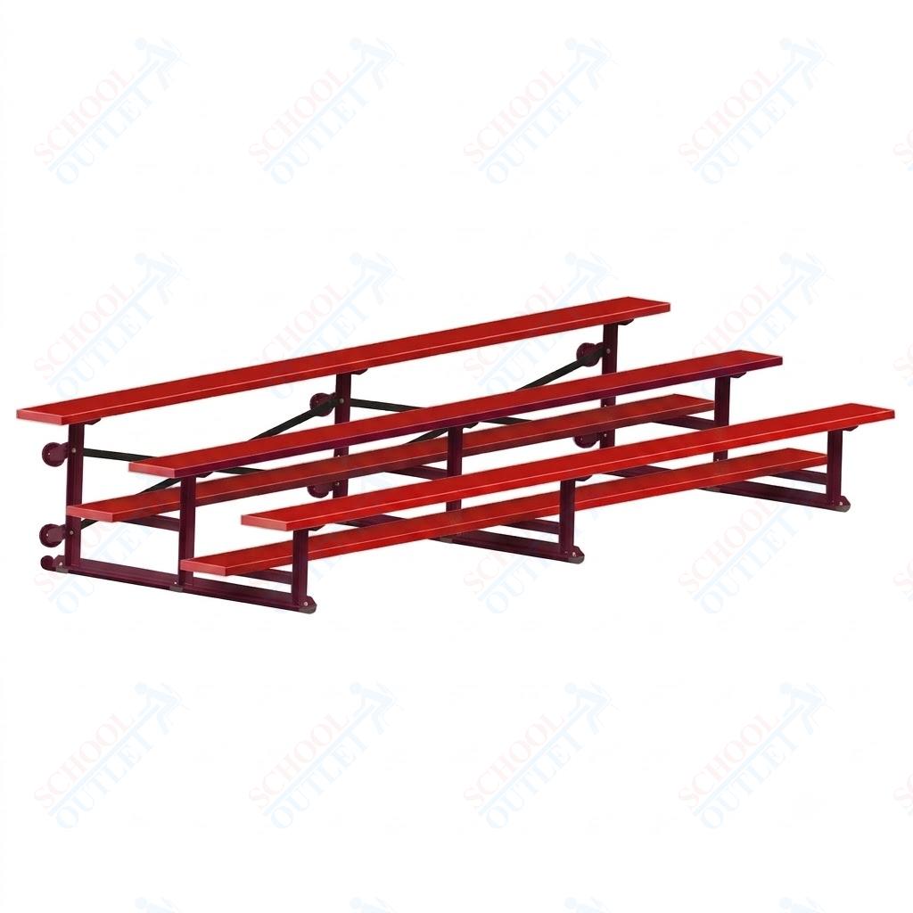 Jaypro Sports Bleacher - 3 Row - Tip & Roll, Single Foot Plank, Powder Coated - 15' L (BLCH-3TRGPC) - SchoolOutlet