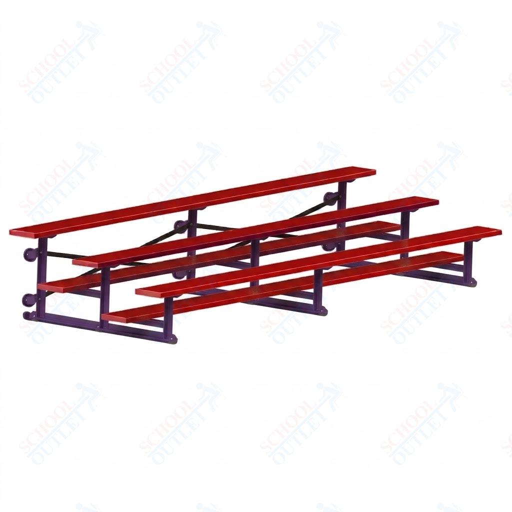 Jaypro Sports Bleacher - 3 Row - Tip & Roll, Single Foot Plank, Powder Coated - 15' L (BLCH-3TRGPC) - SchoolOutlet