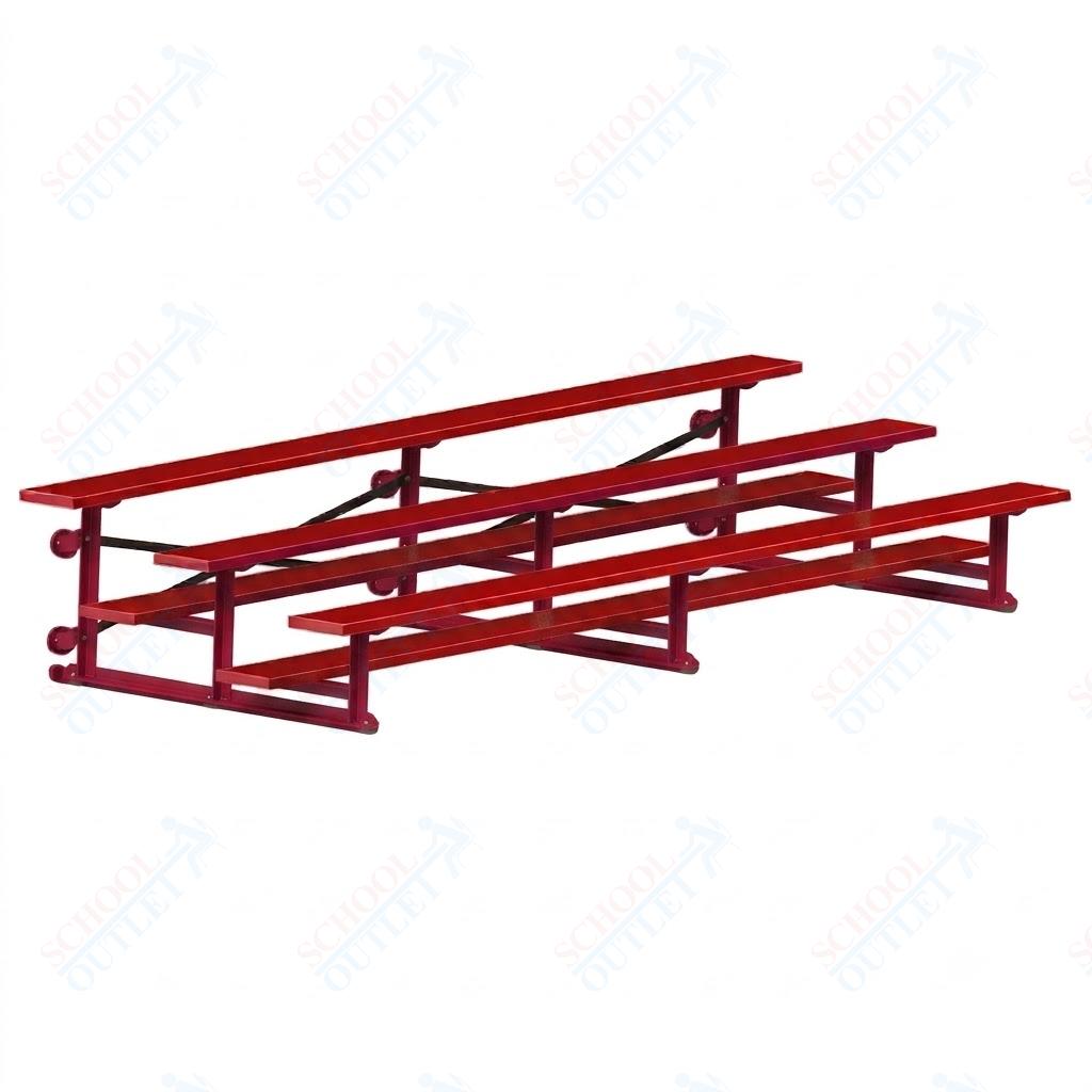 Jaypro Sports Bleacher - 3 Row - Tip & Roll, Single Foot Plank, Powder Coated - 15' L (BLCH-3TRGPC) - SchoolOutlet