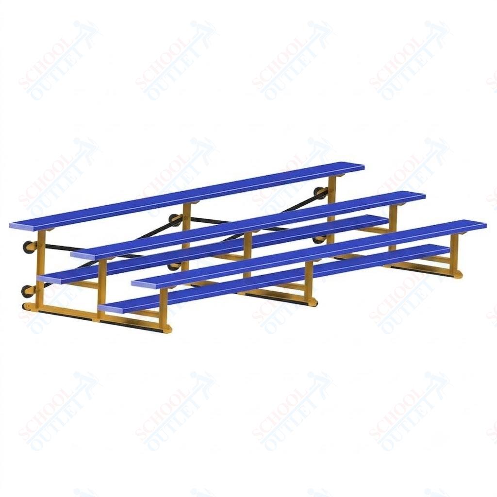 Jaypro Sports Bleacher - 3 Row - Tip & Roll, Single Foot Plank, Powder Coated - 15' L (BLCH-3TRGPC) - SchoolOutlet