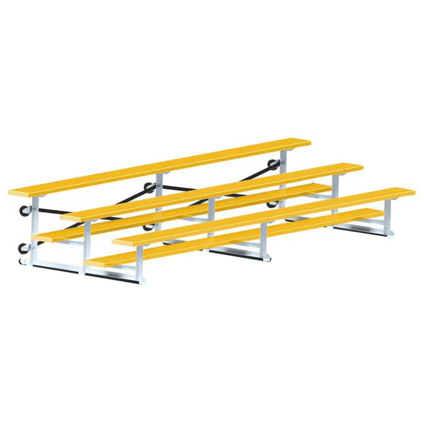 Jaypro Sports Bleacher - 3 Row - Tip & Roll, Single Foot Plank, Powder Coated - 15' L (BLCH - 3TRGPC) - SchoolOutlet