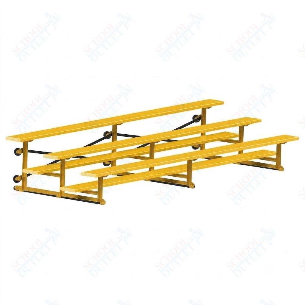 Jaypro Sports Bleacher - 3 Row - Tip & Roll, Single Foot Plank, Powder Coated - 15' L (BLCH-3TRGPC) - SchoolOutlet