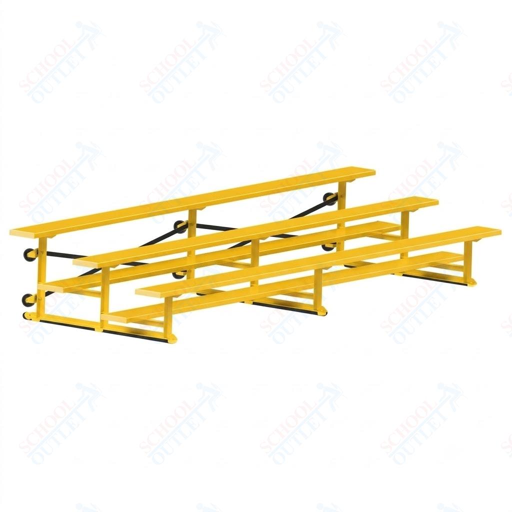 Jaypro Sports Bleacher - 3 Row - Tip & Roll, Single Foot Plank, Powder Coated - 15' L (BLCH-3TRGPC) - SchoolOutlet