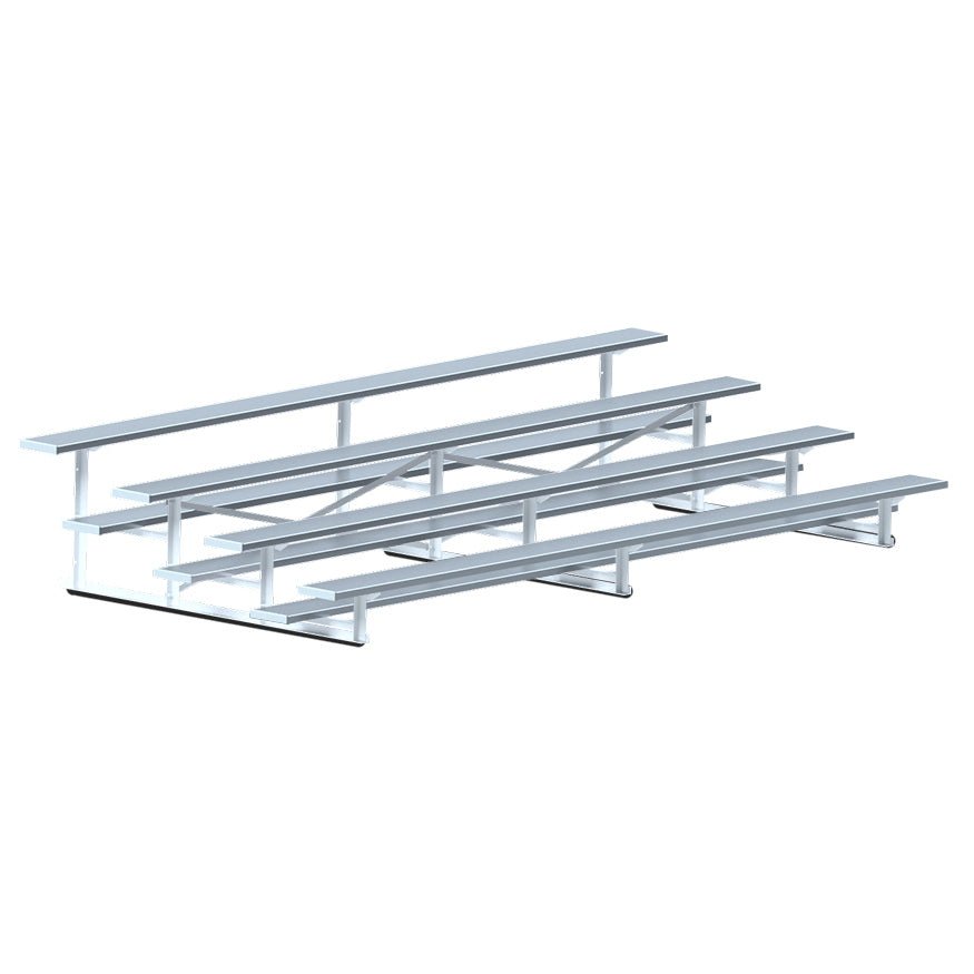 Jaypro Sports Bleacher - 4 Row - Single Foot Plank, Aluminum & Steel Bleachers - 15' L (BLCH - 4) - SchoolOutlet