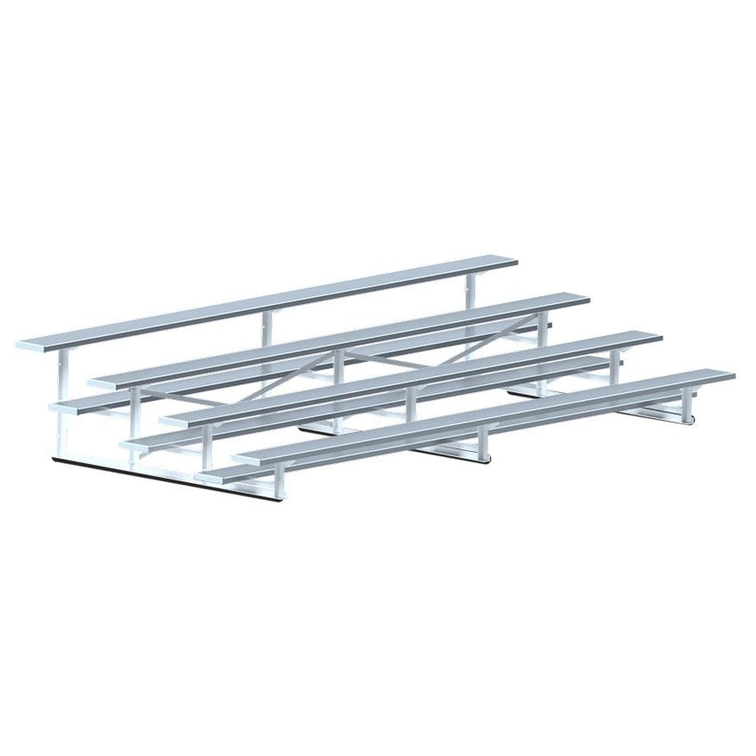 Jaypro Sports Bleacher - 4 Row - Single Foot Plank, Aluminum & Steel Bleachers - 15' L (BLCH - 4) - SchoolOutlet